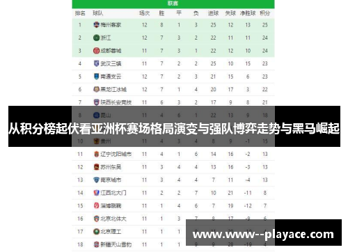 从积分榜起伏看亚洲杯赛场格局演变与强队博弈走势与黑马崛起